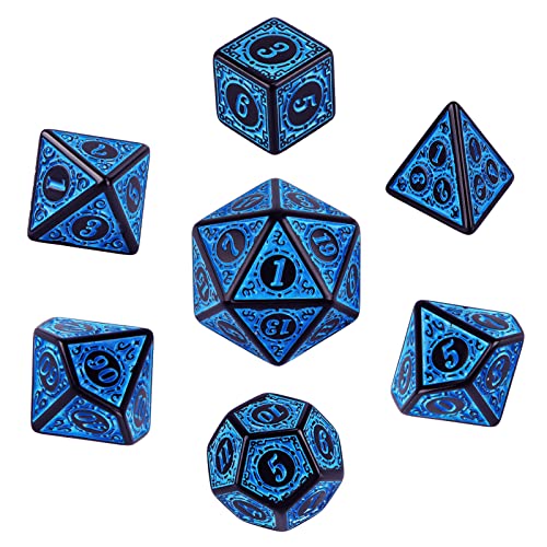 DND Dice, 7 Stück DND Würfel Set, Tisch Spiel Polyedrische Würfel, Rollenspiele Polyedrisches DND Würfelset, Polyedrischer Spielwürfel für Dungeons and Dragons Pathfinder MTG RPG D20 D12 D10 D8 D4 von DINSONG