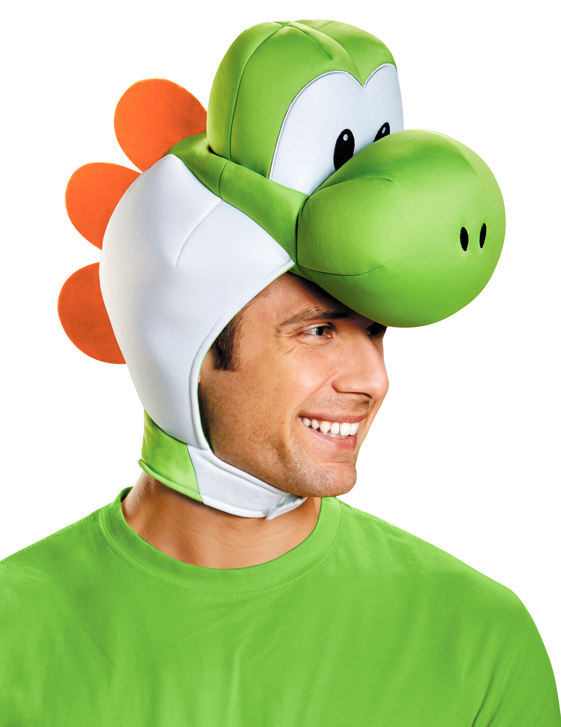 Yoshi-Kopfbedeckung für Erwachsene Super Mario Nintendo-Lizenzartikel grün-weiss-orange von KARNEVAL-MEGASTORE