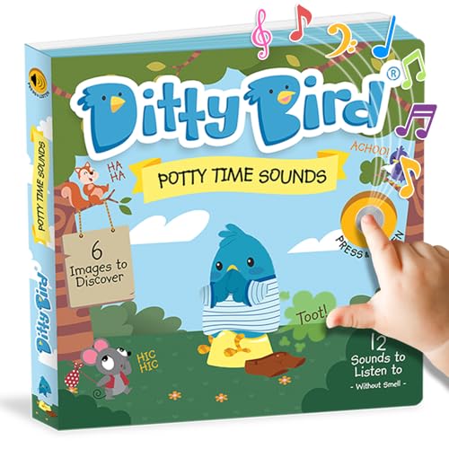 DITTY BIRD Brettbücher für Kleinkinder 1-3 | Töpfchenzeit Musikbuch | Toilettentraining Kinderreimspielzeug | Interaktive Kleinkindbücher für 1 Jahr bis 3 Jahre | Baby-Soundbücher mit 12 Melodien von DITTY BIRD