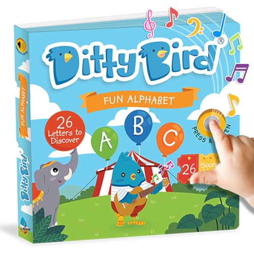 Ditty Bird Interaktives ABC Lernen | Alphabet-Bücher für Kleinkinder 1-3 mit 26 Tasten | Sprachtherapie-Spielzeug | A- Z Sensorisches Buch für Kindergarten | Stabile Kleinkindbücher mit Sound für 1-3 von DITTY BIRD