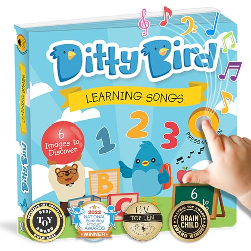 DITTY BIRD Baby Learning Songs: Babyspielzeug mit 6 Sound-Knöpfen zum Englisch Lernen. Perfekt Soundbuch Liederbuch für bilinguale Kinder ab 1 Jahr. von DITTY BIRD