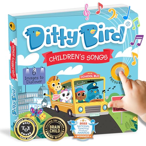 Ditty Bird Children's Songs Soundbuch - Babyspielzeug mit Musik und Sound. 6 Sound-Knöpfen zum Englisch Lernen. Perfekt für bilinguale Kinder ab 1 Jahr. von DITTY BIRD