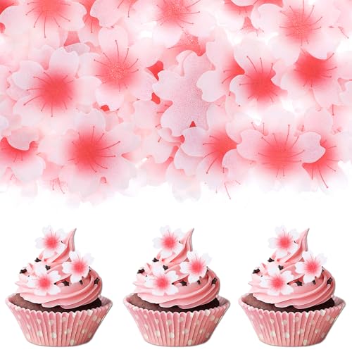 100 Stück Tortendeko Sakura Blumen Kuchen Deko Rosa Blumen Geburtstag Tortendeko für Damen Mädchen Geburtstag Hochzeit Party Deko von DIVINA VITAE