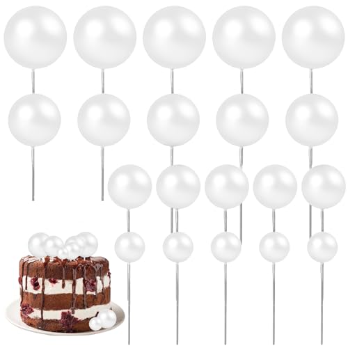 20 Stück Tortendeko Kugeln Weiß Mini Ballon Torten Deko Geburtstagskuchen Cake Topper DIY Schaumstoffkugeln für Valentinstag Hochzeit Geburtstagsfeier von DIVINA VITAE