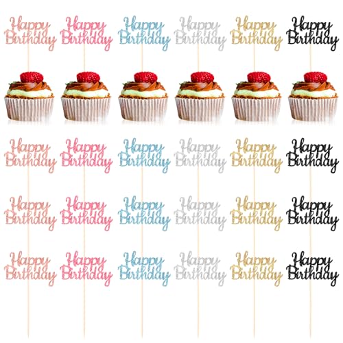 24 Stück Happy Birthday Cupcake Toppers 6 Farben Tortendeko Geburtstag Glitzernde Kuchen Deko Happy Birthday Tortendeko Muffin Deko für Party Mädchen Kinder Mutte 24 Stück Happy Birthday Cupcake Toppers 6 Farben Tortendeko Geburtstag Glitzernde Kuchen Deko Happy Birthday Tortendeko Muffin Deko für Party Mädchen Kinder Mutte von DIVINA VITAE