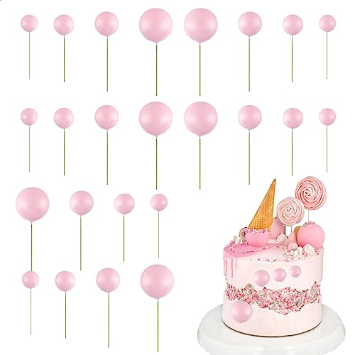 24 Stück Rosa Tortendeko Kugeln Kuchenaufsätze 4 Größen Mini Pastell Luftballons Torten Deko Cake Decoration DIY Dekoration für Geburtstagsfeier Hochzeit Jahrestag Babyparty Torten Topper von DIVINA VITAE