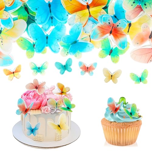 40 Stück Schmetterling Tortendeko Bunte Esspapier Oblaten Cake Topper Schmetterlings Torte Deko für Damen Mädchen Hochzeit Geburtstag Taufe von DIVINA VITAE