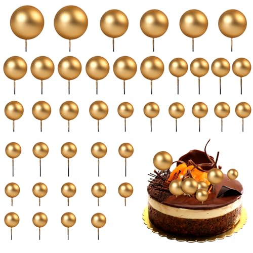 40 Stück Kuchen Goldkugeln Rund Kuchenaufsätze Tortendeko Kugeln Schaumstoff Ballon Cupcake Topper Gold Kuchendekorationen DIY Torten Topper Dekoration für Geburtstag Babyparty Jubiläum von DIVINA VITAE