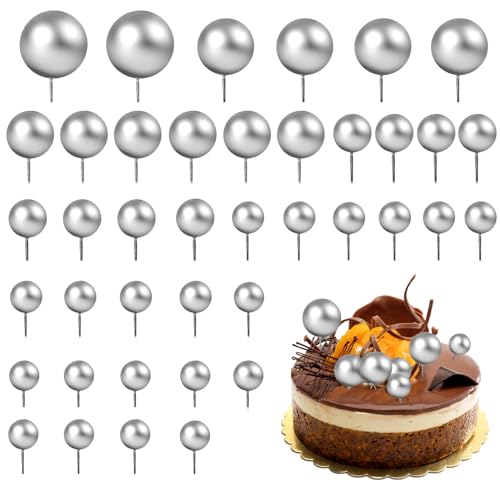 40 Stück Tortendeko Kugeln Silber Schaumstoff Kugeln Tortendeko Cupcake Topper DIY Torten Topper Dekoration für Geburtstag Babyparty von DIVINA VITAE