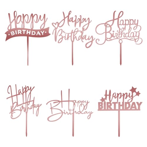 6 Stück Happy Birthday Cake Topper Geburtstag Tortendeko Acryl Party Dekoration Cupcake Topper Dekoration für Mädchen, Kinder, Hochzeit, Mutter(Roségold) 6 Stück Happy Birthday Cake Topper Geburtstag Tortendeko Acryl Party Dekoration Cupcake Topper Dekoration für Mädchen, Kinder, Hochzeit, Mutter(Roségold) von DIVINA VITAE