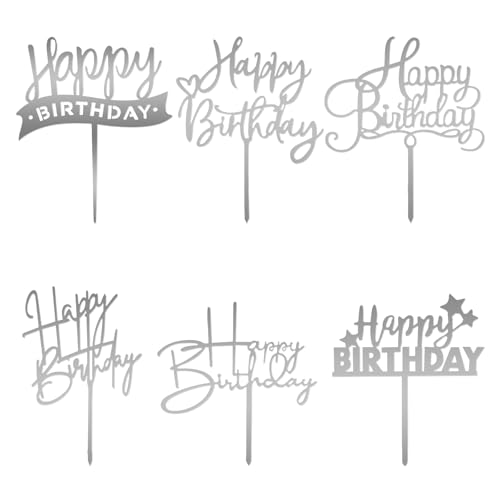 6 Stück Happy Birthday Tortendeko Silberne Cake Topper Geburtstag Acryl Party Kuchen Deko Herz Cupcake Topper Dekoration für Frauen Männer Geburtstag Jahrestag Andenken Valentinstag 6 Stück Happy Birthday Tortendeko Silberne Cake Topper Geburtstag Acryl Party Kuchen Deko Herz Cupcake Topper Dekoration für Frauen Männer Geburtstag Jahrestag Andenken Valentinstag von DIVINA VITAE