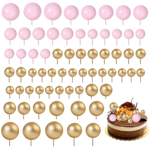 66 Stück Tortendeko Kugeln Torten Topper Rose Gold Ballon Kuchenaufsätze in 4 Größen Kuchen Deko Tortenaufsatz Kugeln für Geburtstagsfeier Hochzeit Jahrestag Babyparty von DIVINA VITAE