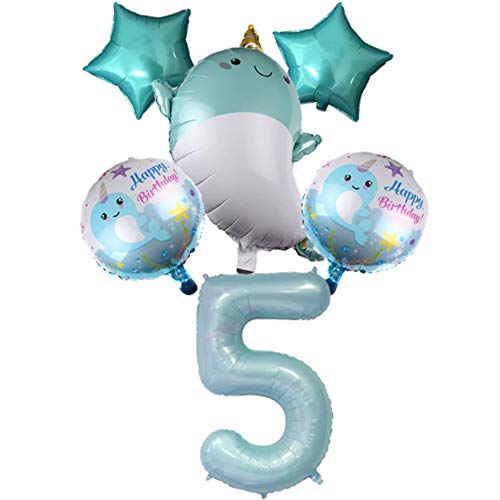 DIWULI Wal Luftballon Set Zahl 5 - Kindergeburtstag Deko DIWULI Wal Luftballon Set Zahl 5 - Kindergeburtstag Deko von DIWULI