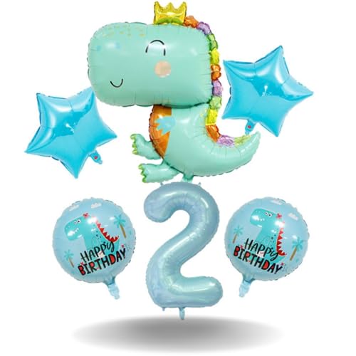 DIWULI Dino Geburtstag Deko 2 Jahre - Dino Luftballon Set von DIWULI