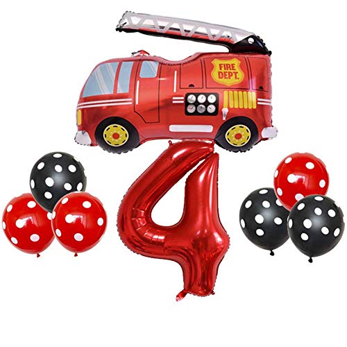 DIWULI Feuerwehr Geburtstag 4 Jahre - Feuerwehr Luftballons DIWULI Feuerwehr Geburtstag 4 Jahre - Feuerwehr Luftballons von DIWULI