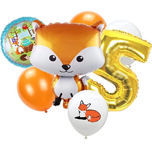 DIWULI Fuchs Luftballon Set 5 Jahre - Waldtiere Geburtstag DIWULI Fuchs Luftballon Set 5 Jahre - Waldtiere Geburtstag von DIWULI