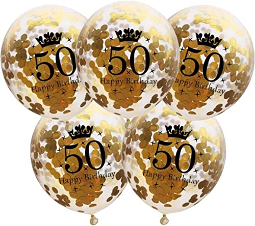 DIWULI Geburtstags-Luftballons 50 Jahre - 5er Set Gold von DIWULI