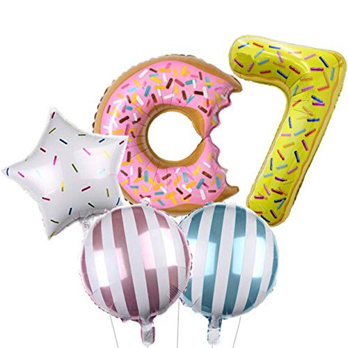 DIWULI Geburtstagsdeko 7 Jahre Luftballons Donut Set von DIWULI