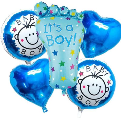 DIWULI Its a Boy Ballon Set - Deko Babyparty Junge Baby Boy Luftballon Fuß Blau, Baby Party Dekoration Junge, Baby Shower Deko Boy, Its a Boy Deko, Baby Boy Deko Geburt Kindergeburtstag Herzballon von DIWULI