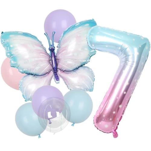 DIWULI Schmetterling Zahl 7 Luftballons - Deko Geburtstag DIWULI Schmetterling Zahl 7 Luftballons - Deko Geburtstag von DIWULI