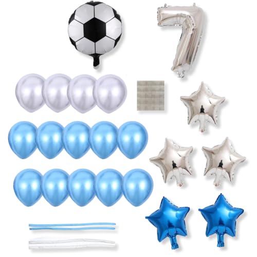 DIWULI großes Fussball Ballon-Set Zahl 7 • Fußball-Geburtstag Luftballons • Geburtstagsdeko Geburtstagsballons Party-Deko • 7. Kinder-Geburtstag Junge Mädchen • Folien-Ballons Zahlen-Ballon von DIWULI