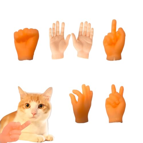 6/10pcs Mini Hände für Katzen, kleine Katzenhände für Finger, Fingerpuppen, lustiger Katzenfinger für Katzen, Fingerhände für Geburtstagsfeiern Zaubertricks Haustiere Spiele Party (A) von DIXIOUJAI