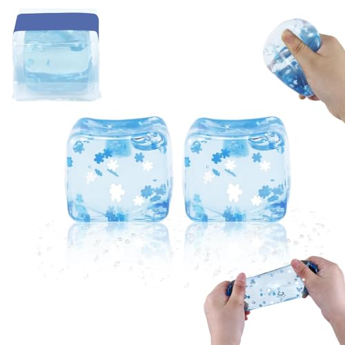 Stressbälle Squeeze Cube - Anti Stress bälle,Stressball für Kinder und Erwachsene, Großes Eiswürfel-Fidget Toys,Squeeze Spielzeug Squishies Ball, Ice Cube Fidget Toy (2Stück) von DIXIOUJAI