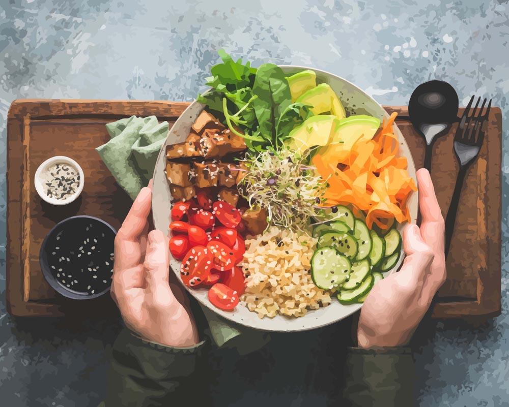 Malen nach Zahlen - Vegetarische Buddha Bowl, mit Rahmen von DIY - Malen nach Zahlen