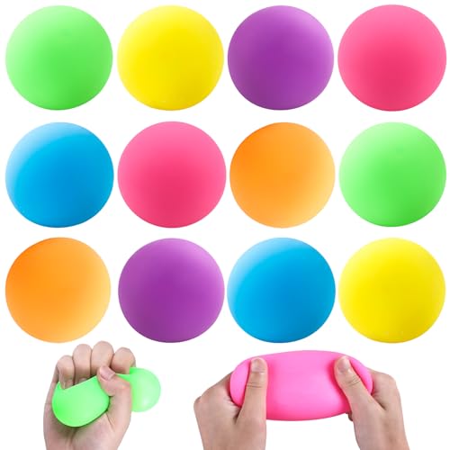 DIYDEC 12 Stück Stress Balll, 6cm Squishy Anti Stress Squeeze Bälle für Kinder und Erwachsene Stress, Angst abbauen und Beruhigung von DIYDEC