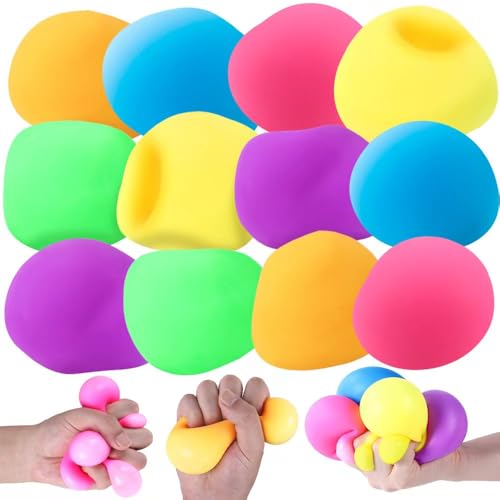 DIYDEC 12 Stück Stress Balll, 6cm Squishy Anti Stress Squeeze Bälle für Kinder und Erwachsene Stress, Angst abbauen und Beruhigung von DIYDEC