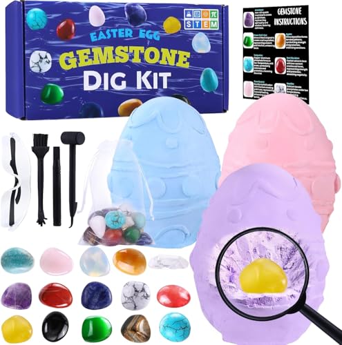 DIYDEC Ostern Ausgrabungsset für Kinder, Natürliche Edelsteine Schatzsuche Spielzeug Mineralien Steine für Kinder für Ostern Partyspiele und Kinder Geschenk von DIYDEC