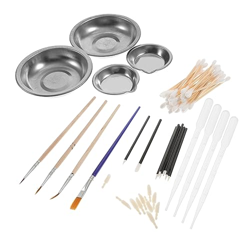 2 Sätze Modell-farbset Spezialwerkzeuge Bastelsets Für Erwachsene Mikrospielzeug Schminkkasten Malerei-Pigment-Schale Bausätze Modellierer Malwerkzeug Make-up-Kits Mikropinsel Holz DIYEAH von DIYEAH