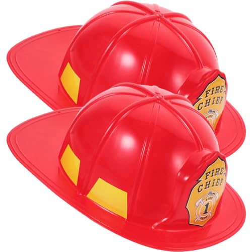 DIYEAH 2 Stück Feuerwehrhelm Für Erwachsene Kunststoff-Feuerwehrmann-Hut Feuerwehrmann-Kostüm-Helm Roter Feuerwehrmann-Helm Für Feuerwehrmann-Party-Kostüme von DIYEAH