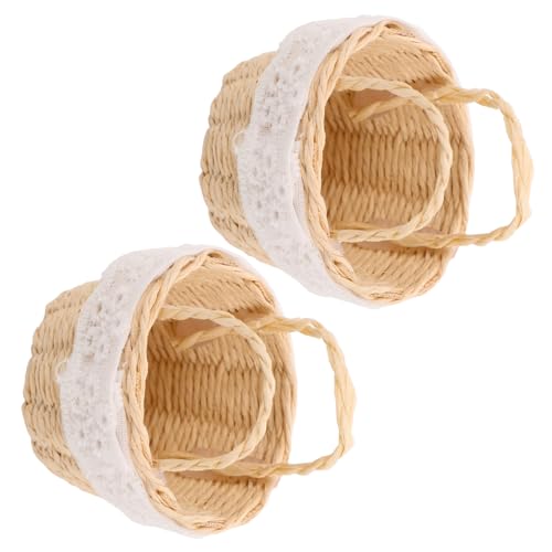 DIYEAH 2 Stück Mini Handgeflochtene Körbe mit Griffen Leichtes Blumenkorb Mini Rattan Aufbewahrung für Party Hochzeit Dekoration und Bastelbedarf DIYEAH 2 Stück Mini Handgeflochtene Körbe mit Griffen Leichtes Blumenkorb Mini Rattan Aufbewahrung für Party Hochzeit Dekoration und Bastelbedarf von DIYEAH