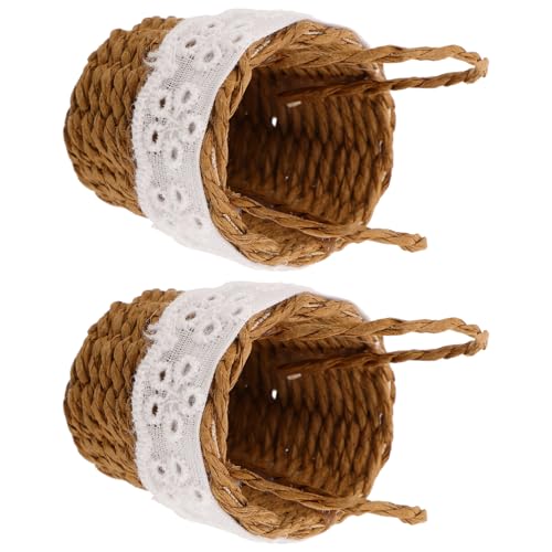 DIYEAH 2 Stück Mini Handgeflochtener Korb mit Henkel Leichter Vielseitiger Kleiner Blumenkorb für Puppenhaus Dekoration und Hochzeitsgeschenke DIYEAH 2 Stück Mini Handgeflochtener Korb mit Henkel Leichter Vielseitiger Kleiner Blumenkorb für Puppenhaus Dekoration und Hochzeitsgeschenke von DIYEAH
