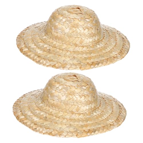 DIYEAH 2 Stück Mini-Strohhüte Zum Basteln Mini-Sombrero-Hüte Puppenhaus-Strohhüte Mini-Strickmütze Mini-Mexikanische Mützen Kopfbedeckung Für DIY-Bastelpartys Puppenzubehör von DIYEAH