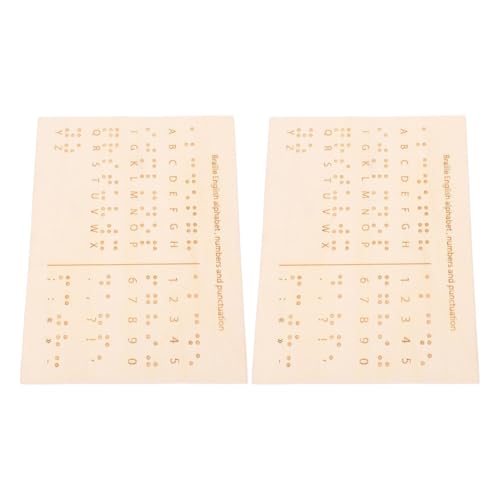 DIYEAH 2Pcs Braille Bildungsausrüstung Montessori Bildungsbraille Alphabet Und Zahlen Board Braille Learning Board Bildungsbleierbücher Braille Board Lernen Braille Khaki Wood von DIYEAH