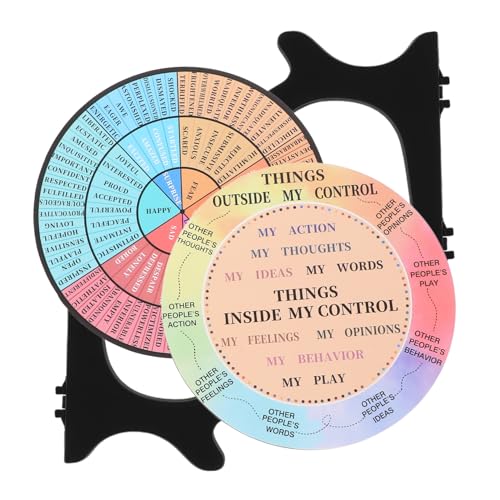 DIYEAH 2St Raddiagramm für psychische Gesundheit Gefühle Dekoration PVC Dekoration schreibtischzubehör Tablet-Gefühlsdiagramm Beruhigendes Gefühlsrad Emotionsrad Desktop-Dekorationen Holz von DIYEAH