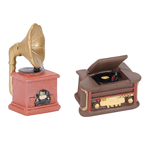 DIYEAH 2St Vintage-Ornamente Miniatur-Phonograph Puppenhaus-Miniatur-Plattenspieler Miniatur-Dinge hühner Dekoration Weihnachten Mini-Szenenmodell-Zubehör kleines Modell Harz von DIYEAH