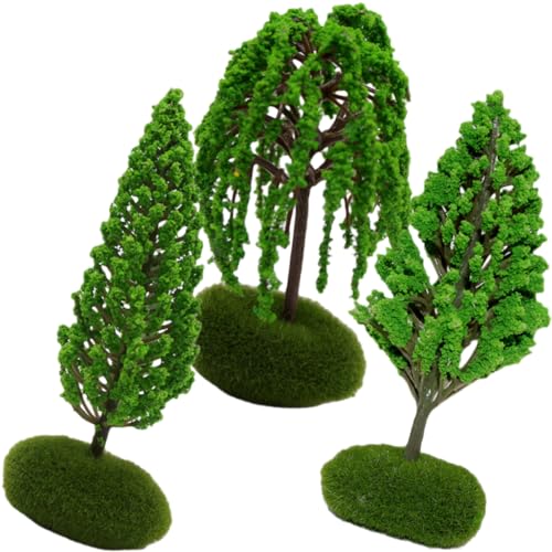 DIYEAH 3St Baummodell Artificial Tree Miniatures Zugstreckenbaum modellbäume Straßenbaum Baumbaumodell Mini-Weihnachtsbäume künstliches grün Miniaturbaum sandtisch DIY Modell Plastik von DIYEAH