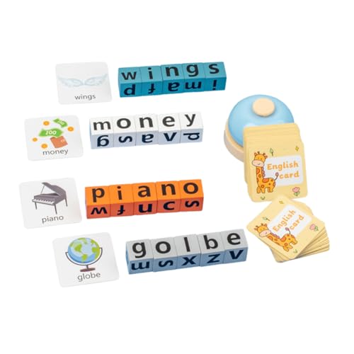 DIYEAH 4 Sätze Englisches Spiele für Kleinkinder lernspiele Puzzlekleber Puzzlematte puzzletisch Alphabet- kinderbrief Lernen blöcke Holz von DIYEAH