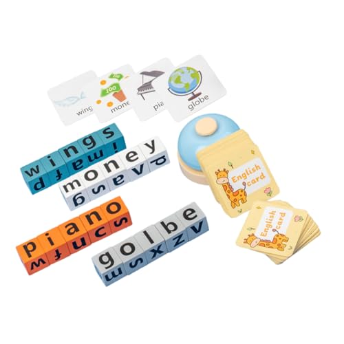 DIYEAH 5 Sätze Englisches Puzzlekleber Puzzletisch Puzzlematte Englisches Buchstabierspiel Englische Wörter Buchstabieren Blöcke Kinderspielzeug Lernspiele Alphabet-rätsel Holz von DIYEAH