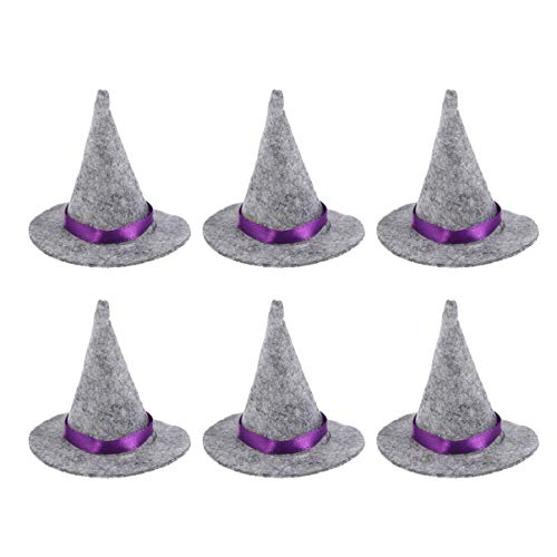 DIYEAH 6 Stück Mini-Hexenhüte Aus Kleine Hexenhüte Zum Basteln Handgefertigte Weinflaschendekoration Für Halloween Diy-Haarschmuck Basteln (Grau) von DIYEAH