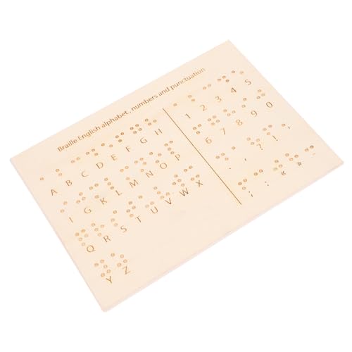 DIYEAH Braille-unterrichtsgeräte Braille-zubehör Braille-lernwerkzeug Tastaturaufkleber Menschen Bretter Satzzeichen-Braille-tafel Braille-bücher Blinder Stock Braille-Spiele Holz Beige von DIYEAH