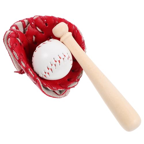 DIYEAH Miniatur-Puppenhaus-Baseball-Set Simulationssport Mini-Baseballschläger Handschuh- Und Ballmodelle Spielset Feengarten-Zubehör Winzige Hausdekorationen Kuchendekoration von DIYEAH