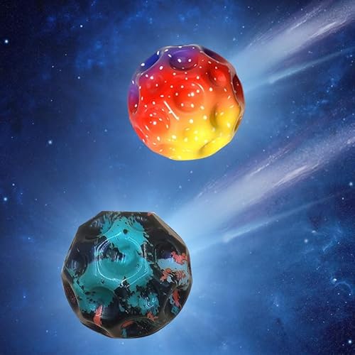 DIYSESSION Moon Ball, Hohe Sprünge Gummiball Space Ball Moonball,Planeten Hüpfbälle, 7 cm Flunkyball Bounce Ball Bouncing Ball für Kinder, Hohe Bounce-Loch-Ball Mondball Lavaball (2 Stück) von DIYSESSION