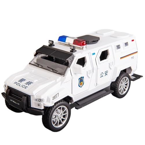 DIYUHUO For 1/24 Special Gepanzertes Fahrzeug der Polizei Sound Und Licht Modell Auto Spielzeug (White) von DIYUHUO