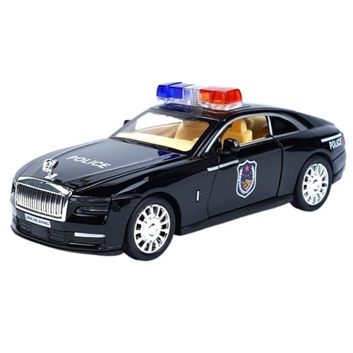 DIYUHUO For Simulation 1/32 Glänzende Straßenbahn Öffentliche Sicherheit Polizei Auto Sound Modell Und Licht Zurück Kraft Zurück Tür Öffnen Spielzeug (Black) von DIYUHUO