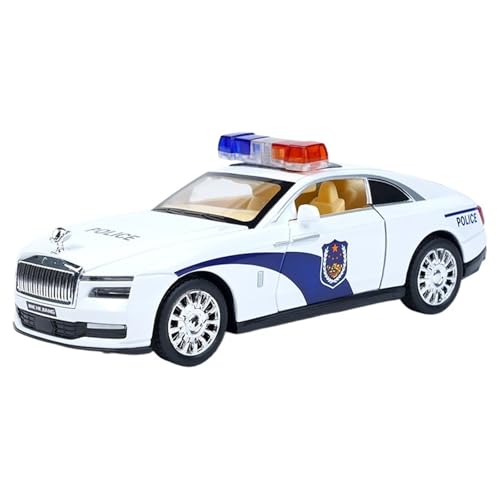 DIYUHUO For Simulation 1/32 Glänzende Straßenbahn Öffentliche Sicherheit Polizei Auto Sound Modell Und Licht Zurück Kraft Zurück Tür Öffnen Spielzeug (White) von DIYUHUO