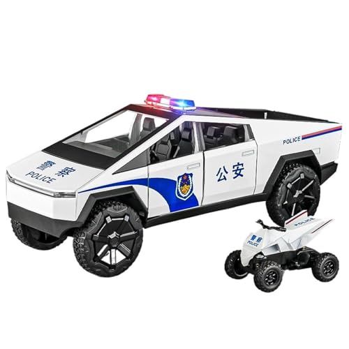 DIYUHUO Für 1/24 Simulationslegierung Polizeiauto Mit Kleinem Truck-Muster Für Motorrad Spielzeug Mit Sound Und Hellem Feedback (Weiß) von DIYUHUO